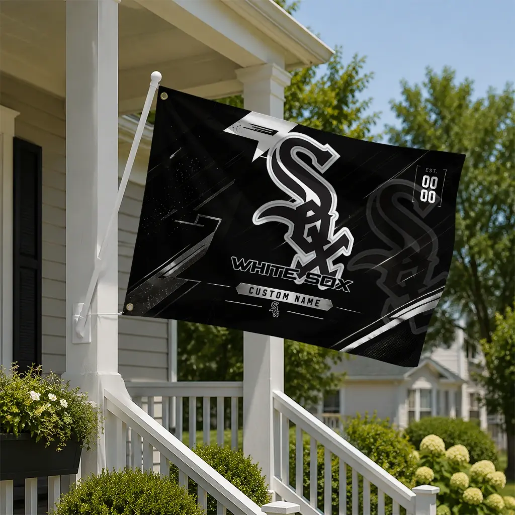 Chicago White Sox House Flag Custom Speed Slashes Black New Arrival Chicago White Sox House Flag Custom Speed Slashes Black New Arrival
