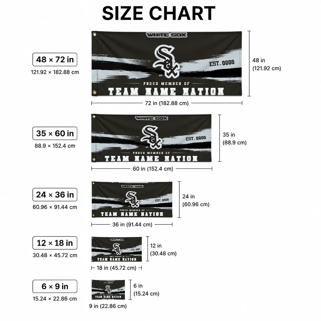 Chicago White Sox House Flag Customized Brushed Streaks Black High Quality Chicago White Sox House Flag Customized Brushed Streaks Black High Quality