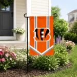 Cincinnati Bengals Garden Flag Personalized Chevron Stripes Orange Best Selling