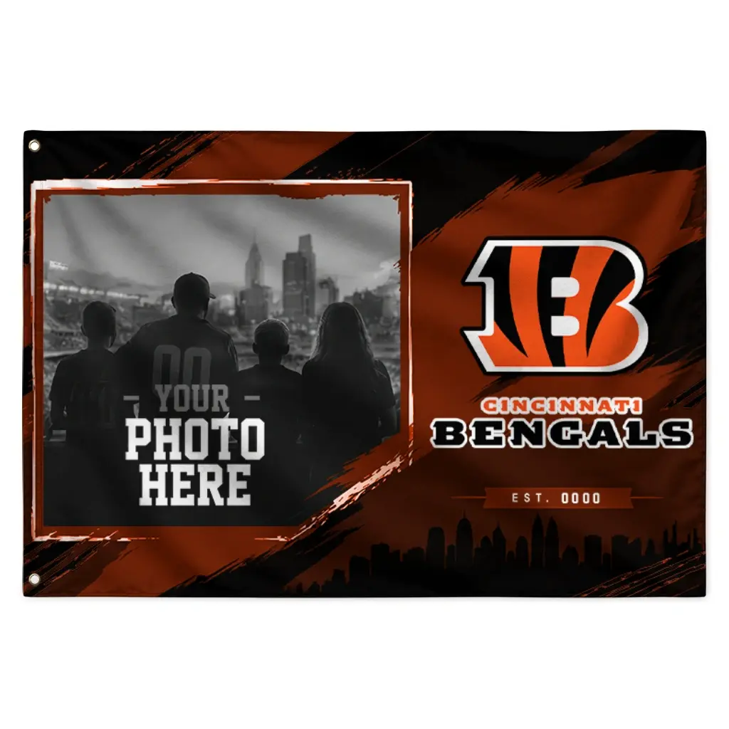 Cincinnati Bengals House Flag Customized Framed Photo Orange Black Best Selling Cincinnati Bengals House Flag Customized Framed Photo Orange Black Best Selling