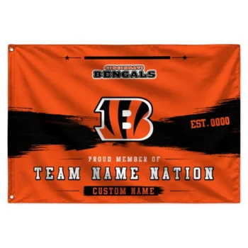 Cincinnati Bengals House Flag Personalized Brushed Streaks Orange Best Selling