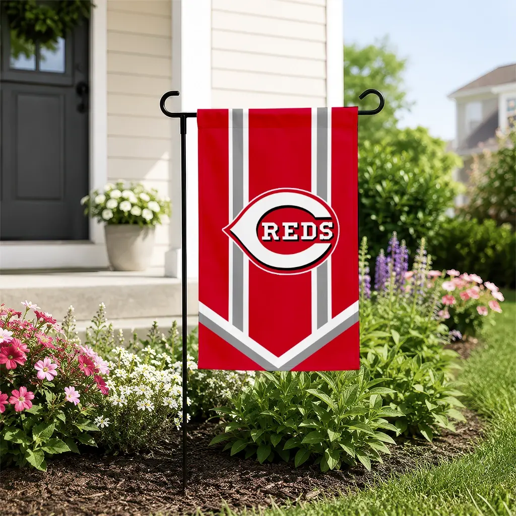 Cincinnati Reds Garden Flag Personalized Chevron Stripes Red New Arrival Cincinnati Reds Garden Flag Personalized Chevron Stripes Red New Arrival