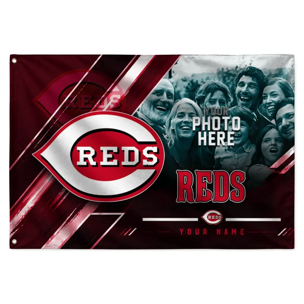 Cincinnati Reds House Flag Custom Diagonal Stripes Red Best Selling Cincinnati Reds House Flag Custom Diagonal Stripes Red Best Selling