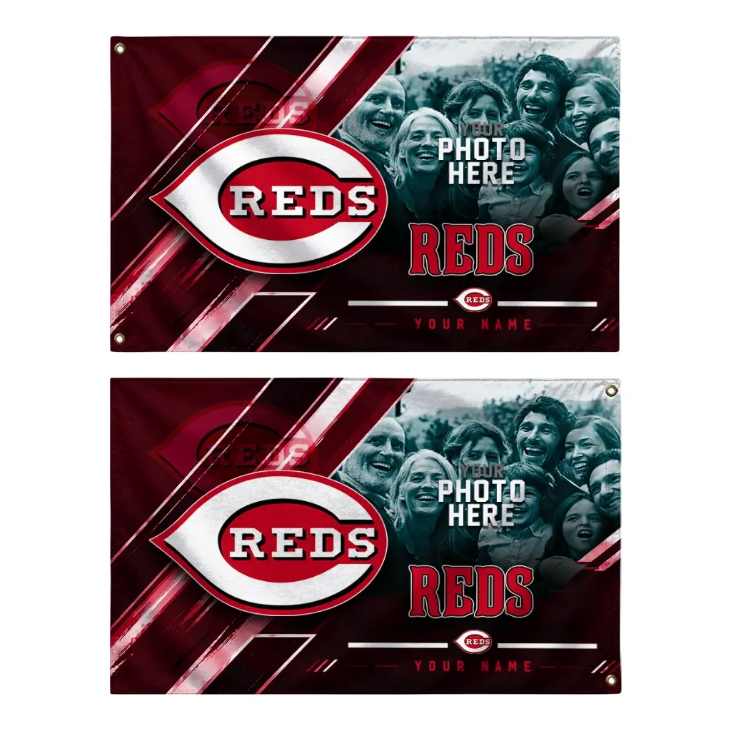 Cincinnati Reds House Flag Custom Diagonal Stripes Red Fashion Forward Cincinnati Reds House Flag Custom Diagonal Stripes Red Fashion Forward