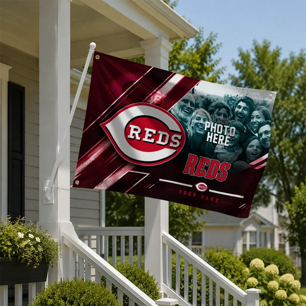 Cincinnati Reds House Flag Custom Diagonal Stripes Red New Arrival Cincinnati Reds House Flag Custom Diagonal Stripes Red New Arrival