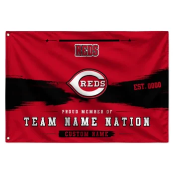 Cincinnati Reds House Flag Personalized Brushed Streaks Red Best Selling