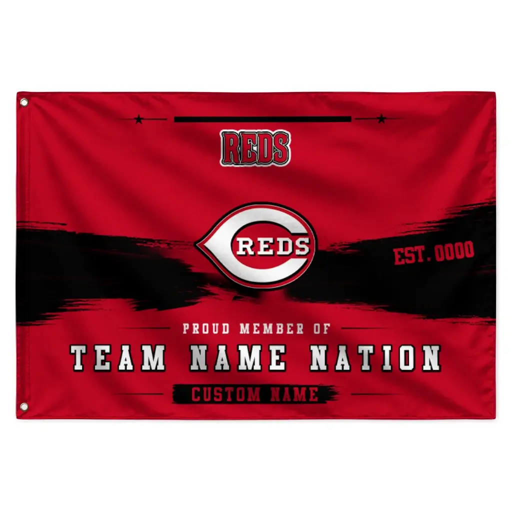 Cincinnati Reds House Flag Personalized Brushed Streaks Red Best Selling Cincinnati Reds House Flag Personalized Brushed Streaks Red Best Selling