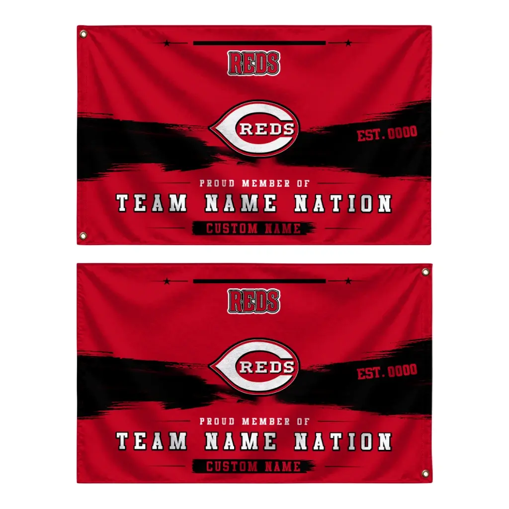 Cincinnati Reds House Flag Personalized Brushed Streaks Red Fashion Forward Cincinnati Reds House Flag Personalized Brushed Streaks Red Fashion Forward