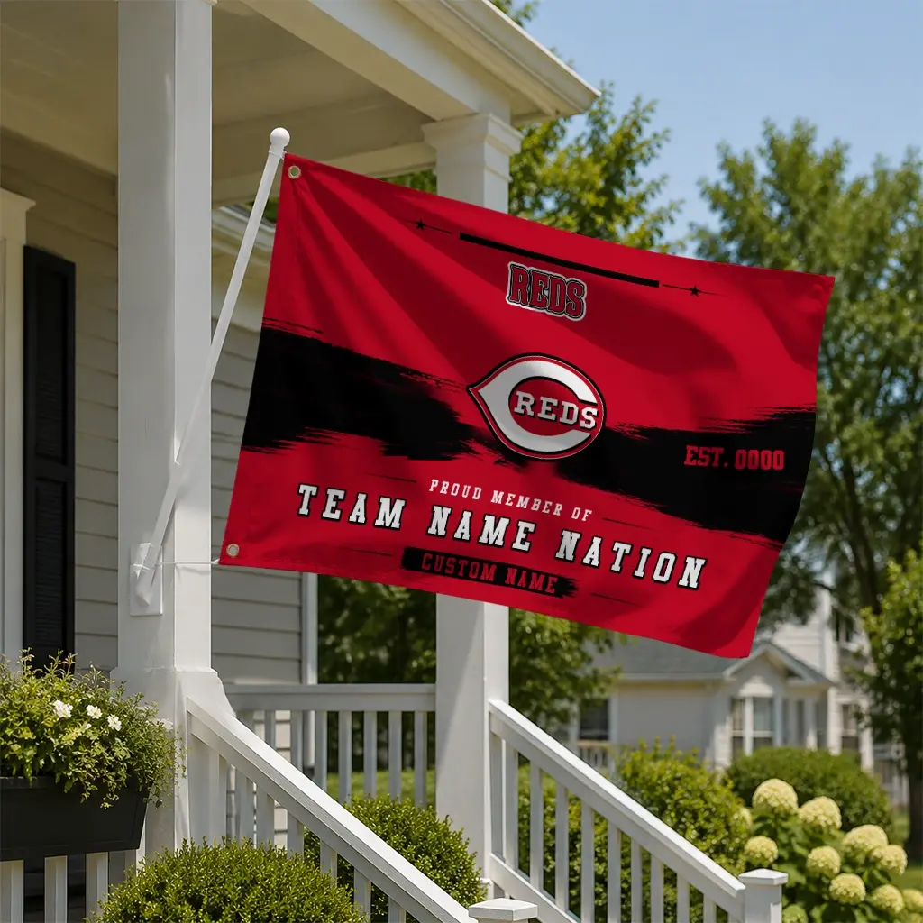 Cincinnati Reds House Flag Personalized Brushed Streaks Red New Arrival Cincinnati Reds House Flag Personalized Brushed Streaks Red New Arrival