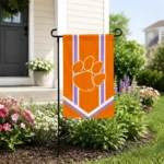 Clemson Tigers Garden Flag Custom Chevron Stripes Orange Best Selling
