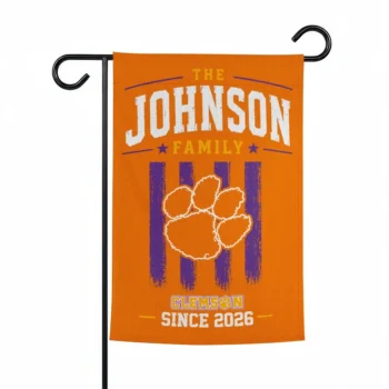Clemson Tigers Garden Flag Personalized Distressed Stripes Orange Best Selling