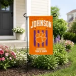 Clemson Tigers Garden Flag Personalized Distressed Stripes Orange Best Selling