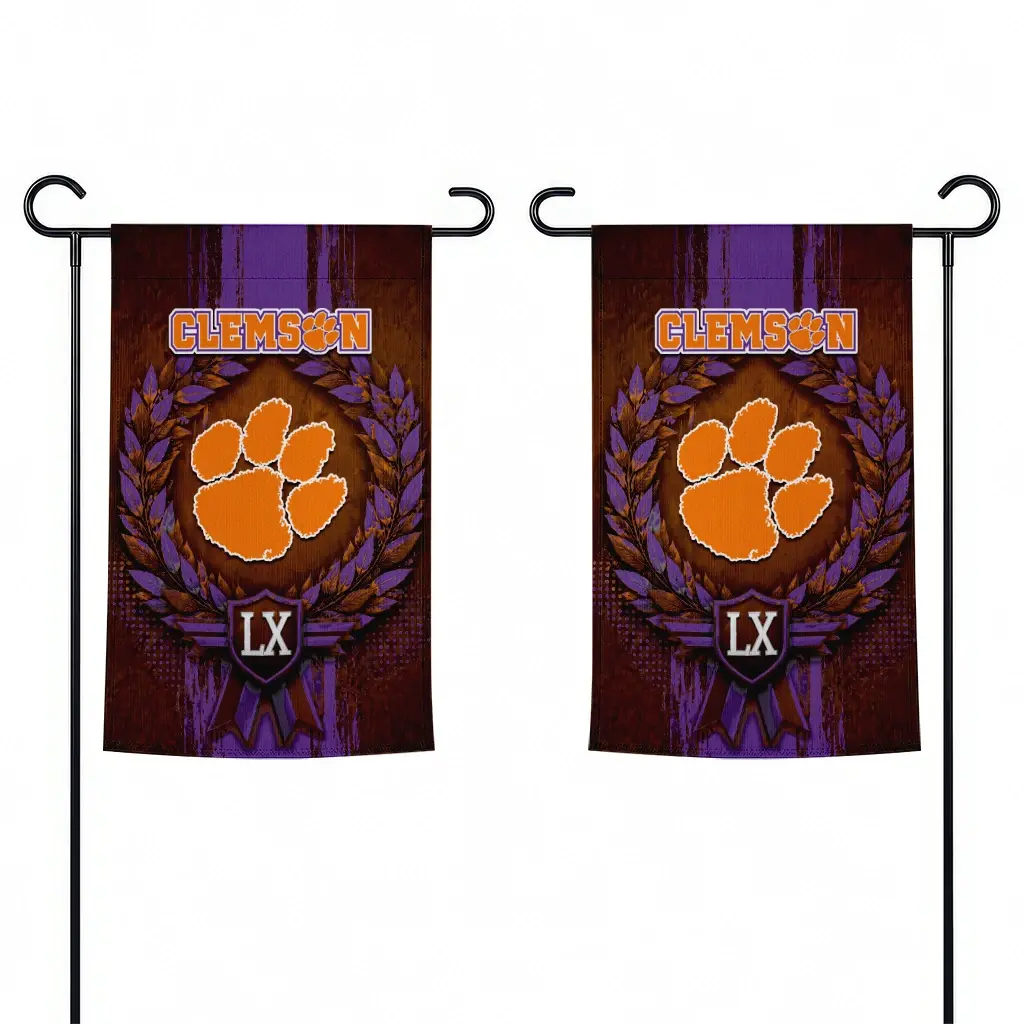 Clemson Tigers Garden Flag Personalized Laurel Wreath Orange Fashion Forward Clemson Tigers Garden Flag Personalized Laurel Wreath Orange Fashion Forward