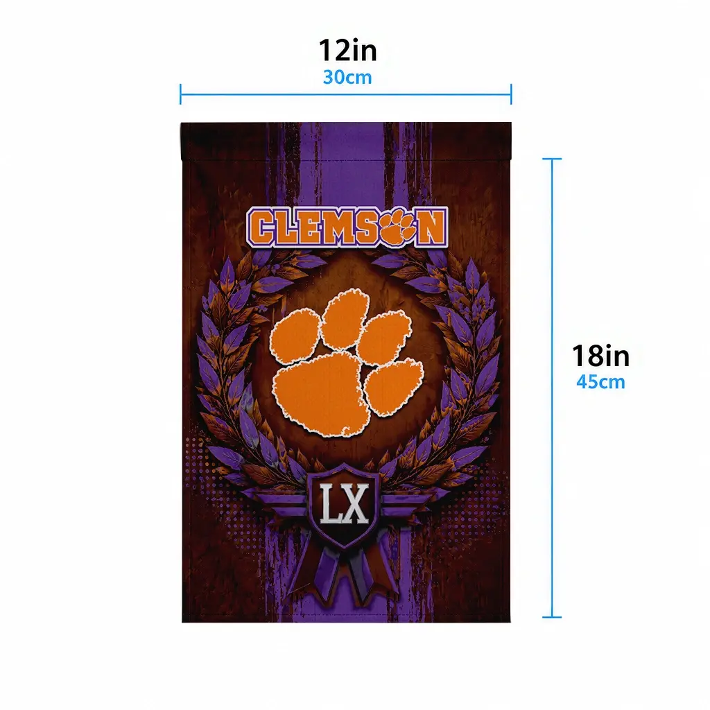 Clemson Tigers Garden Flag Personalized Laurel Wreath Orange High Quality Clemson Tigers Garden Flag Personalized Laurel Wreath Orange High Quality
