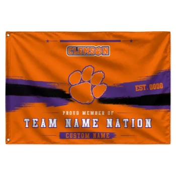 Clemson Tigers House Flag Custom Brushed Streaks Orange Best Selling