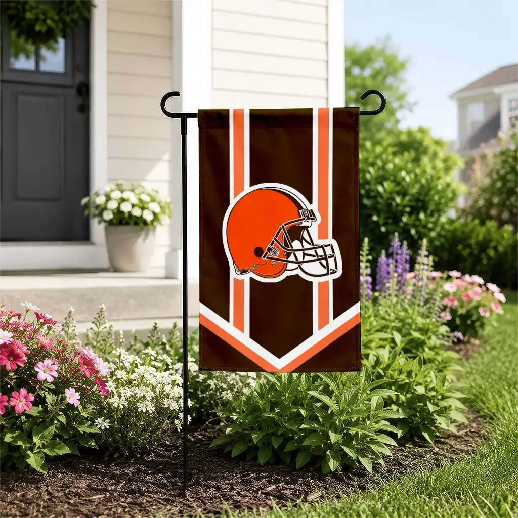Cleveland Browns Garden Flag Custom Chevron Stripes Brown New Arrival Cleveland Browns Garden Flag Custom Chevron Stripes Brown New Arrival