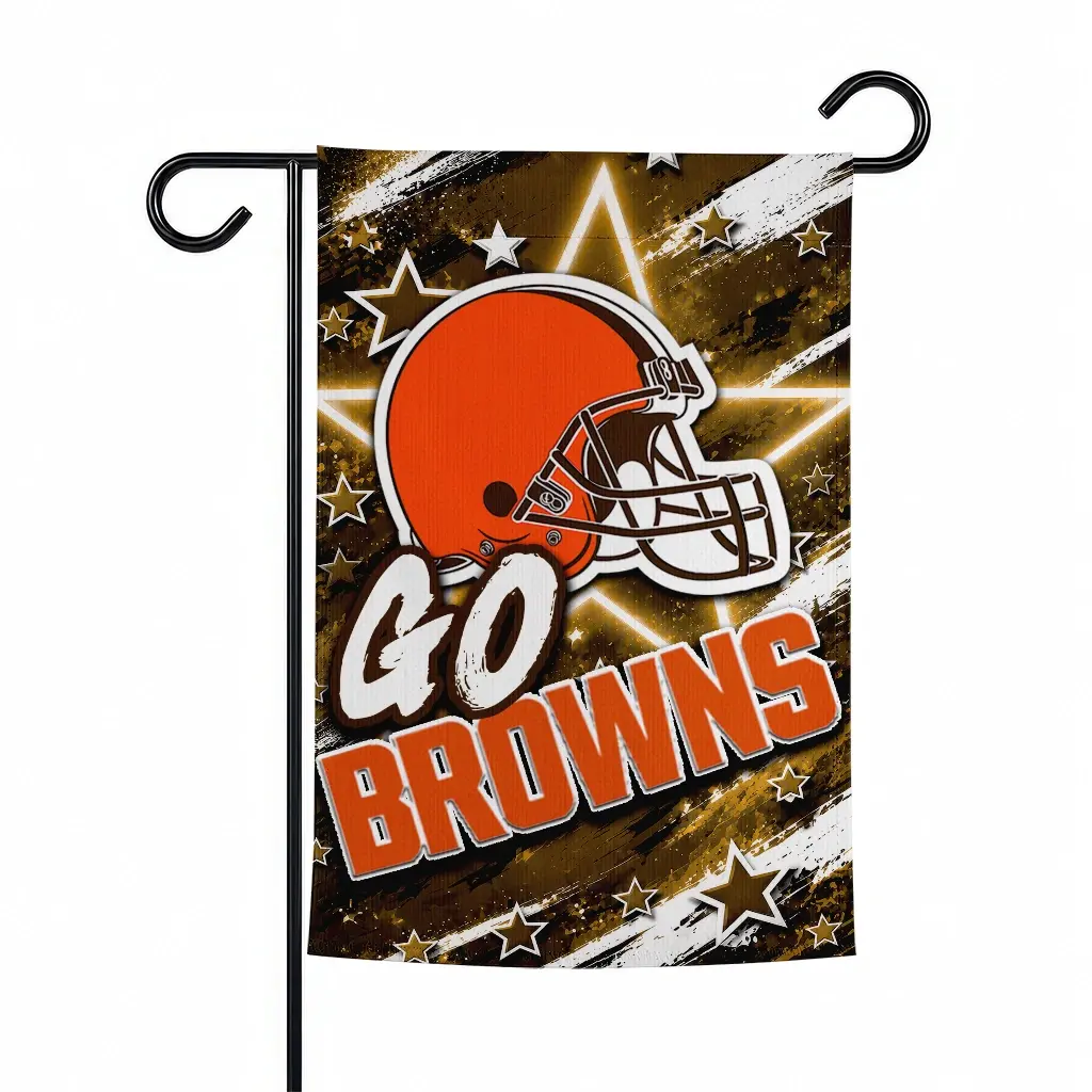 Cleveland Browns Garden Flag Customized Glowing Star Brown Best Selling Cleveland Browns Garden Flag Customized Glowing Star Brown Best Selling