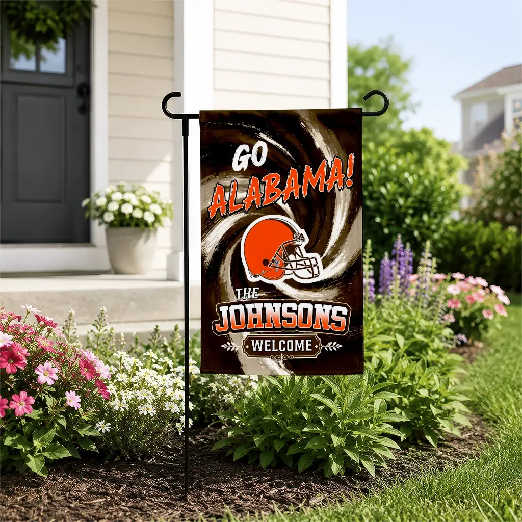Cleveland Browns Garden Flag Customized Swirl Vortex Brown New Arrival Cleveland Browns Garden Flag Customized Swirl Vortex Brown New Arrival