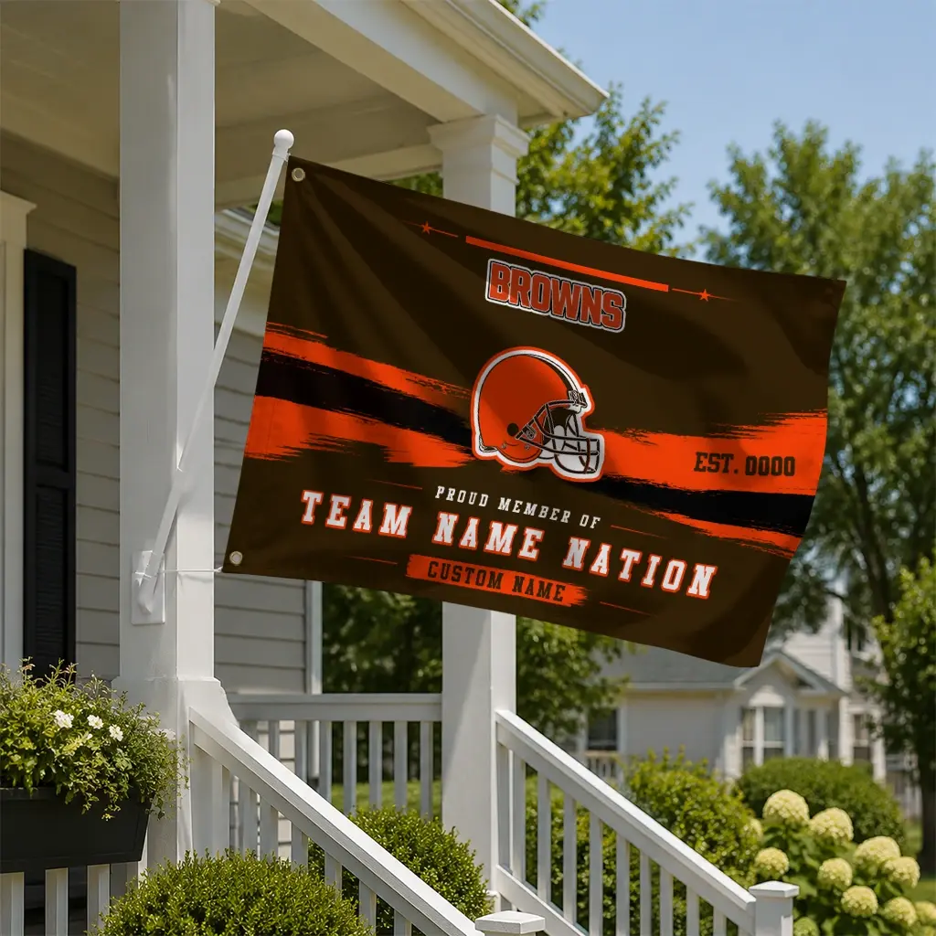 Cleveland Browns House Flag Custom Brushed Streaks Brown New Arrival Cleveland Browns House Flag Custom Brushed Streaks Brown New Arrival