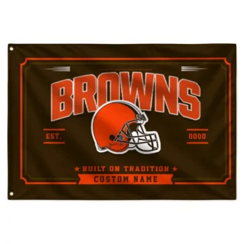 Cleveland Browns House Flag Custom Ornate Border Brown Best Selling