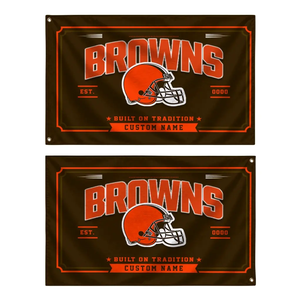 Cleveland Browns House Flag Custom Ornate Border Brown Fashion Forward Cleveland Browns House Flag Custom Ornate Border Brown Fashion Forward