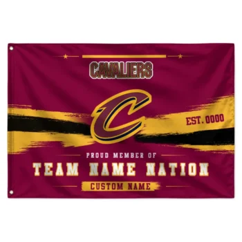 Cleveland Cavaliers House Flag Custom Brushed Streaks Wine Best Selling