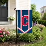 Cleveland Guardians Garden Flag Custom Chevron Stripes Navy Blue Best Selling