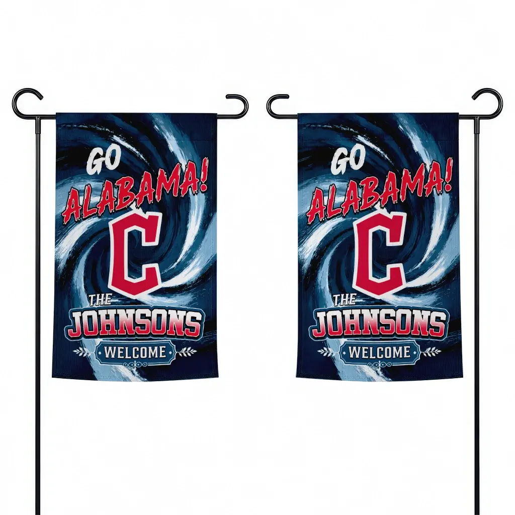 Cleveland Guardians Garden Flag Customized Swirl Vortex Navy Blue Fashion Forward Cleveland Guardians Garden Flag Customized Swirl Vortex Navy Blue Fashion Forward