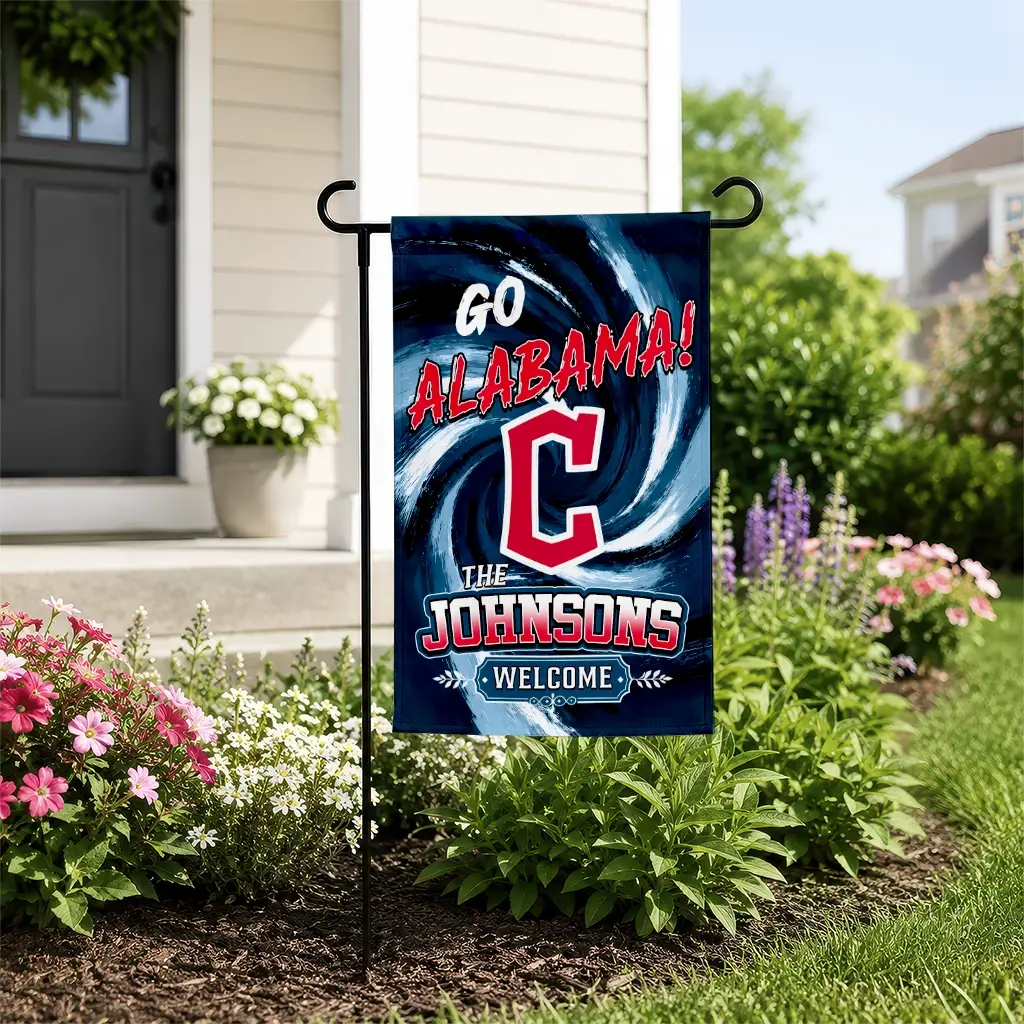 Cleveland Guardians Garden Flag Customized Swirl Vortex Navy Blue New Arrival Cleveland Guardians Garden Flag Customized Swirl Vortex Navy Blue New Arrival