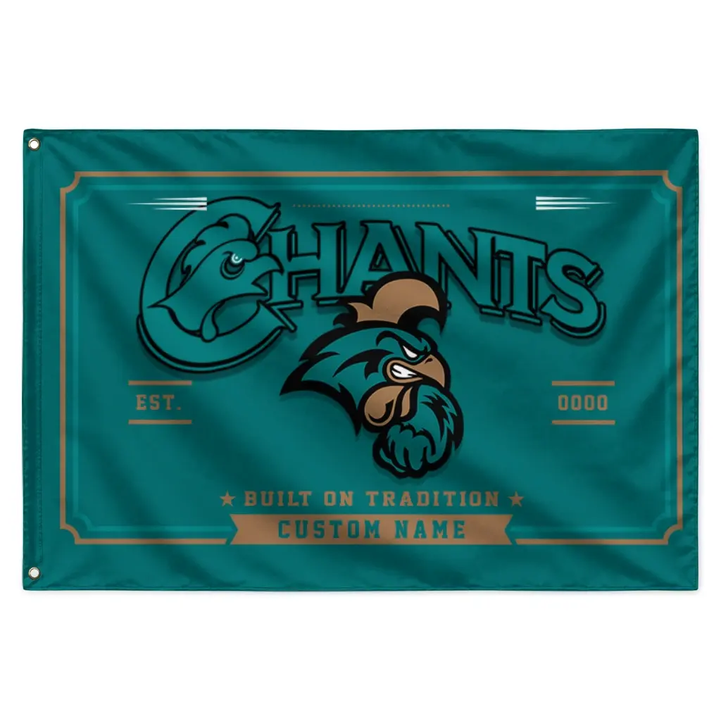 Coastal Carolina Chanticleers House Flag Customized Ornate Border Green Best Selling Coastal Carolina Chanticleers House Flag Customized Ornate Border Green Best Selling