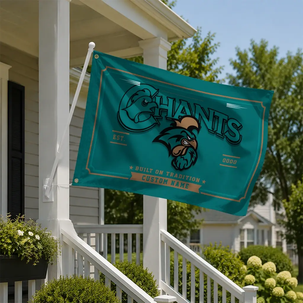Coastal Carolina Chanticleers House Flag Customized Ornate Border Green New Arrival Coastal Carolina Chanticleers House Flag Customized Ornate Border Green New Arrival