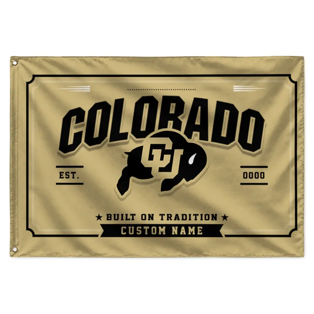 Colorado Buffaloes House Flag Custom Ornate Border Gold Best Selling Colorado Buffaloes House Flag Custom Ornate Border Gold Best Selling