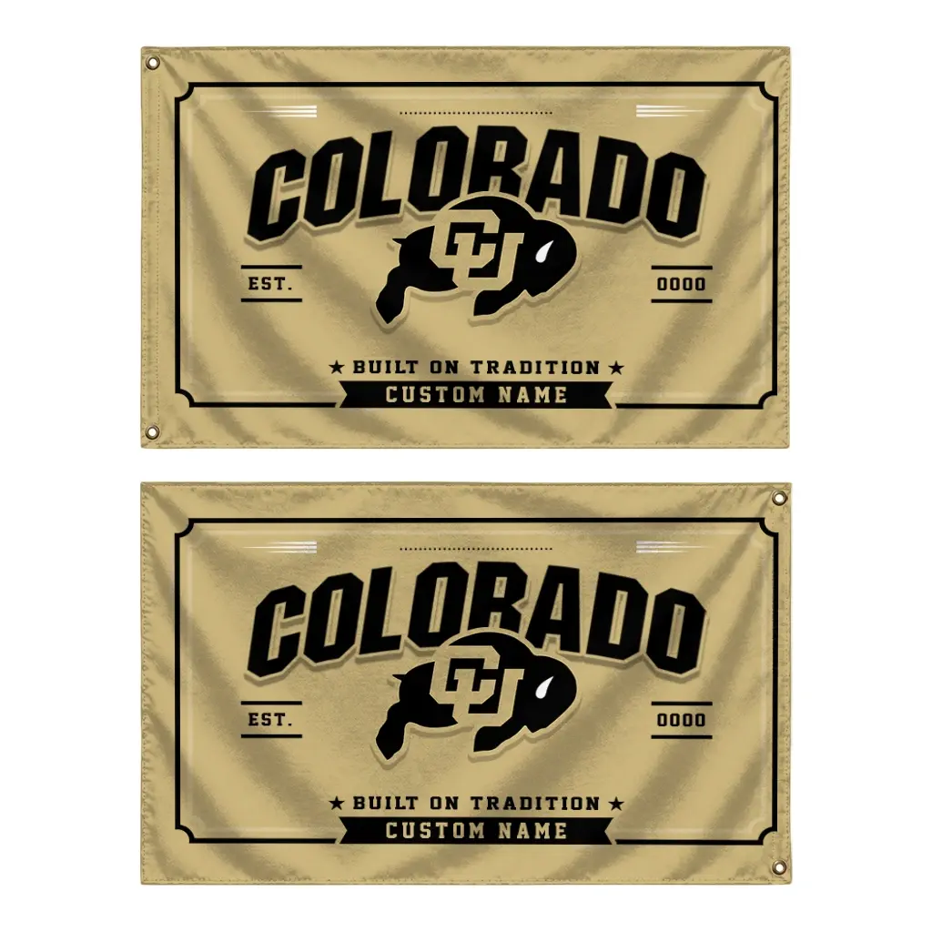Colorado Buffaloes House Flag Custom Ornate Border Gold Fashion Forward Colorado Buffaloes House Flag Custom Ornate Border Gold Fashion Forward