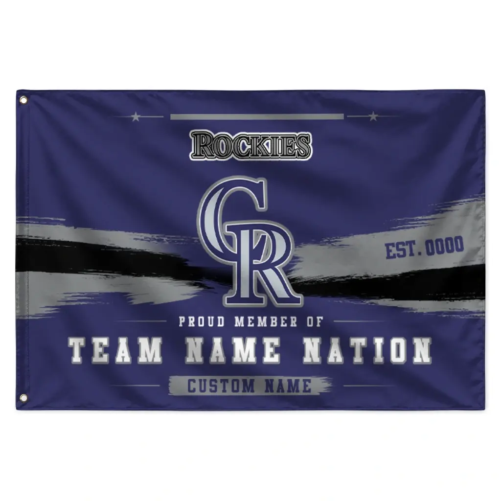 Colorado Rockies House Flag Customized Brushed Streaks Blue Best Selling Colorado Rockies House Flag Customized Brushed Streaks Blue Best Selling
