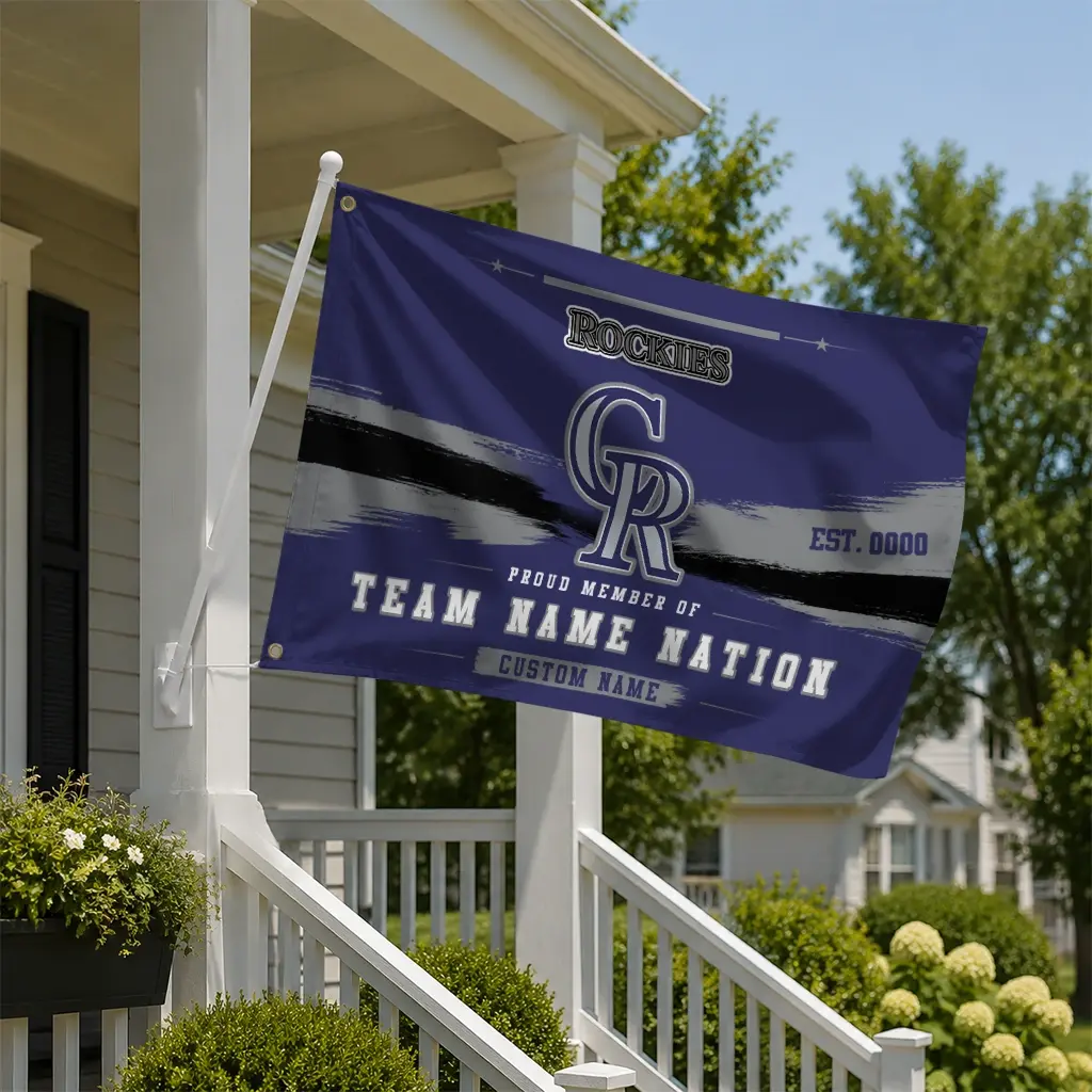 Colorado Rockies House Flag Customized Brushed Streaks Blue New Arrival Colorado Rockies House Flag Customized Brushed Streaks Blue New Arrival