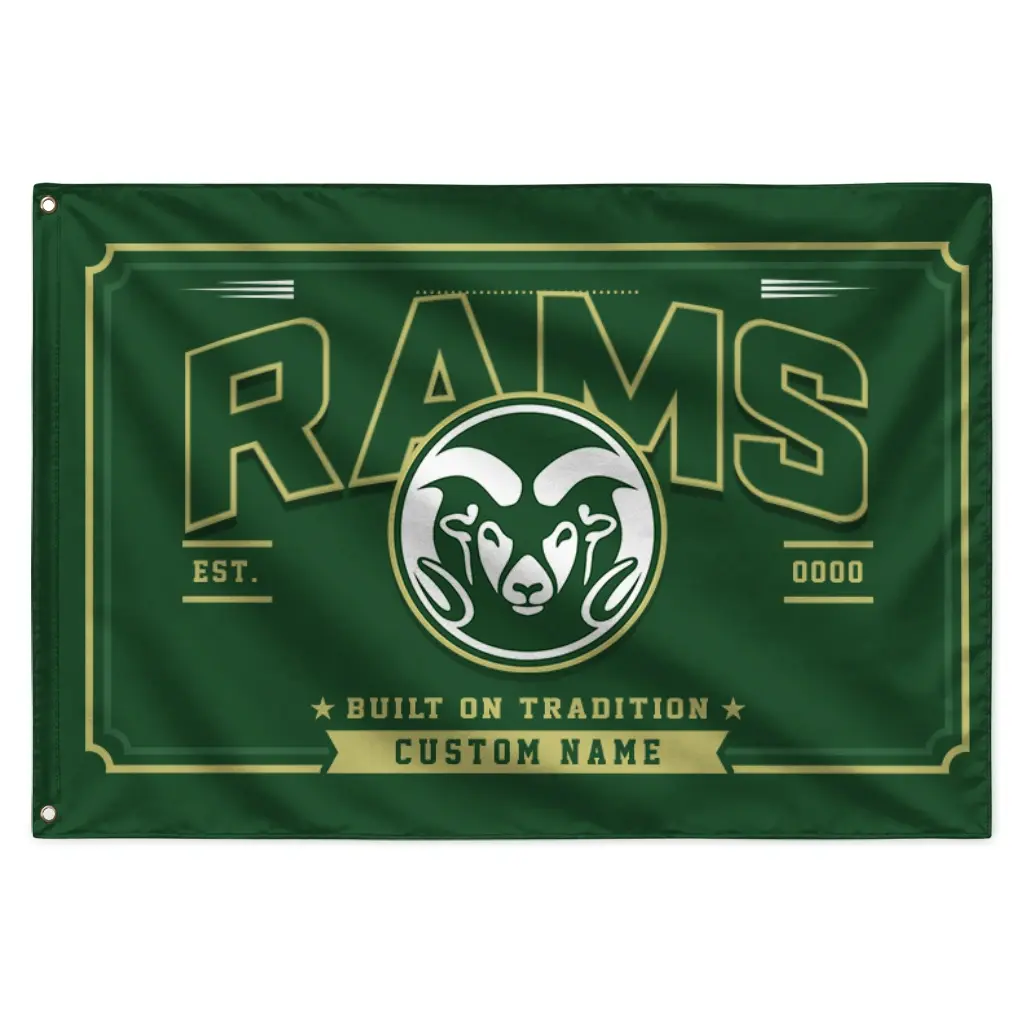 Colorado State Rams House Flag Customized Ornate Border Green Best Selling Colorado State Rams House Flag Customized Ornate Border Green Best Selling