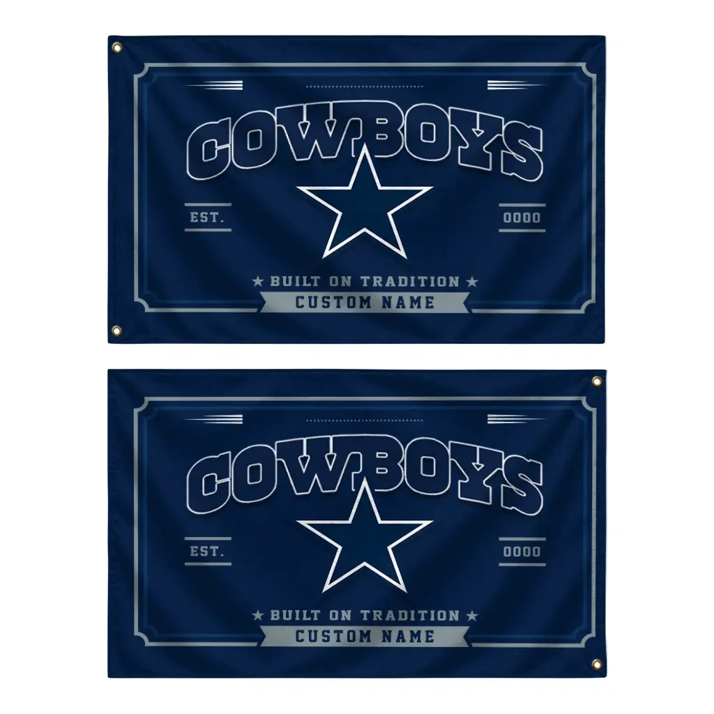 Dallas Cowboys House Flag Customized Ornate Border Blue Fashion Forward Dallas Cowboys House Flag Customized Ornate Border Blue Fashion Forward