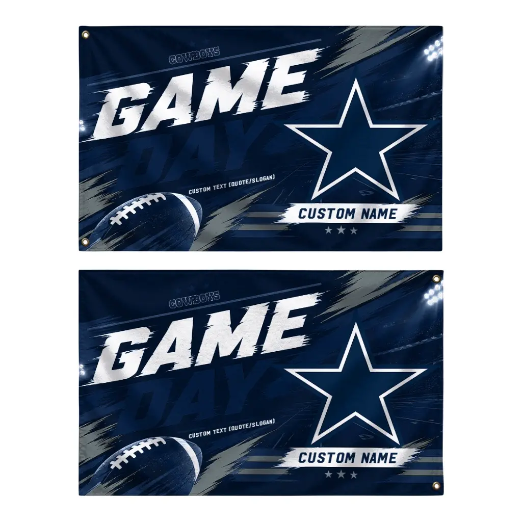 Dallas Cowboys House Flag Personalized Action Streaks Blue Fashion Forward Dallas Cowboys House Flag Personalized Action Streaks Blue Fashion Forward