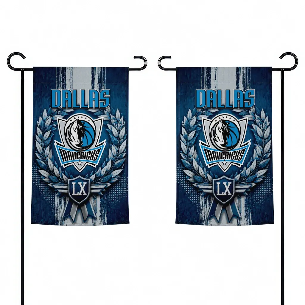 Dallas Mavericks Garden Flag Custom Laurel Wreath Blue Fashion Forward Dallas Mavericks Garden Flag Custom Laurel Wreath Blue Fashion Forward