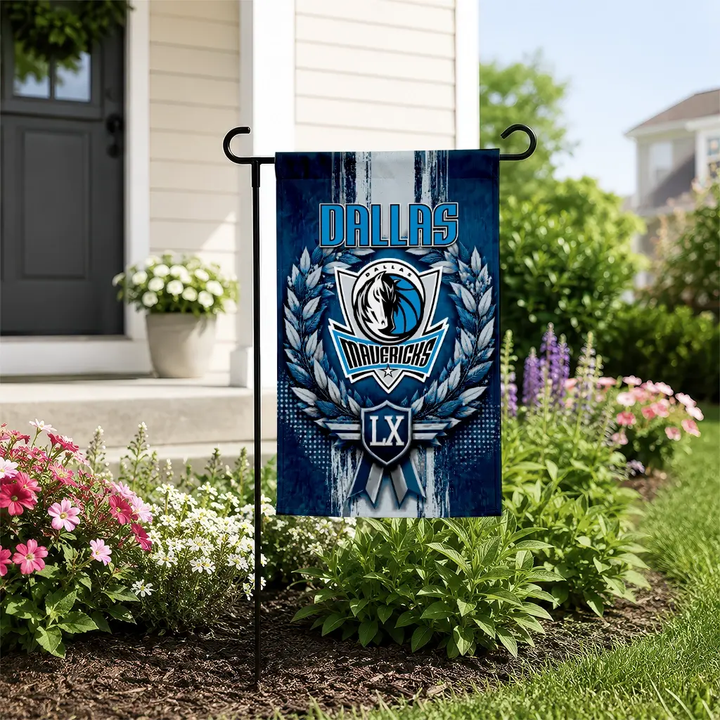 Dallas Mavericks Garden Flag Custom Laurel Wreath Blue New Arrival Dallas Mavericks Garden Flag Custom Laurel Wreath Blue New Arrival
