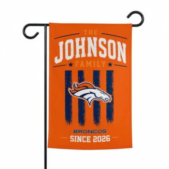 Denver Broncos Garden Flag Customized Distressed Stripes Orange Best Selling