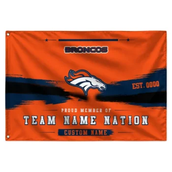 Denver Broncos House Flag Personalized Brushed Streaks Orange Best Selling