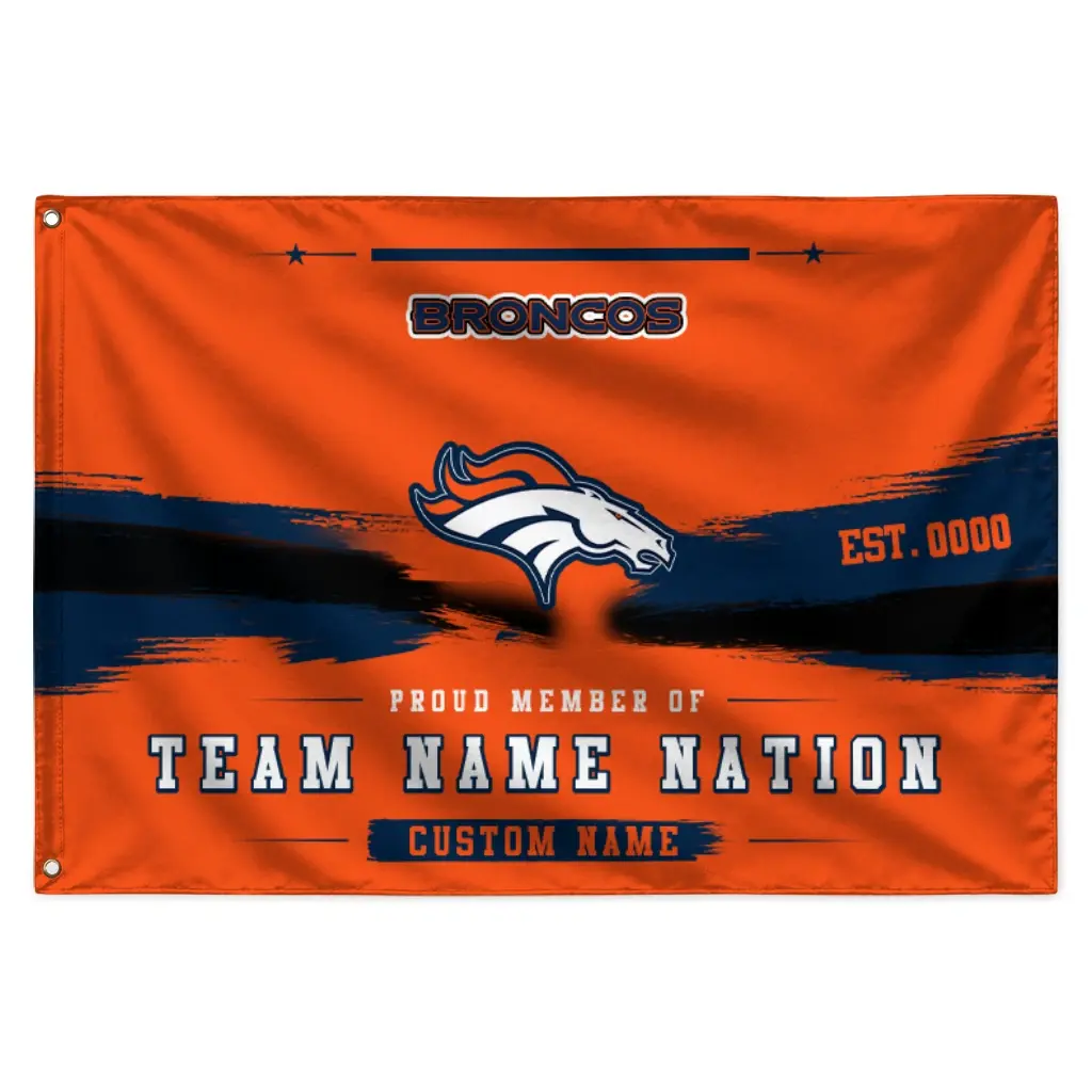 Denver Broncos House Flag Personalized Brushed Streaks Orange Best Selling Denver Broncos House Flag Personalized Brushed Streaks Orange Best Selling