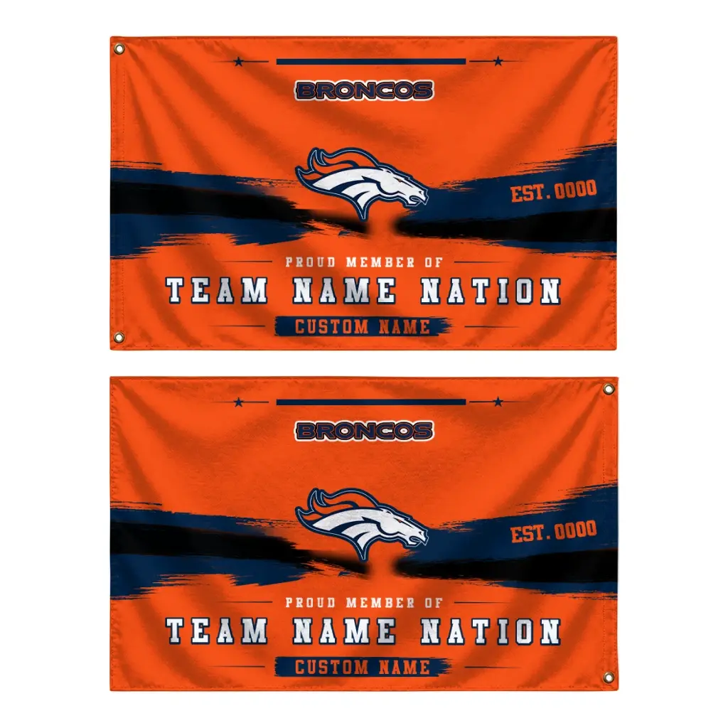 Denver Broncos House Flag Personalized Brushed Streaks Orange Fashion Forward Denver Broncos House Flag Personalized Brushed Streaks Orange Fashion Forward