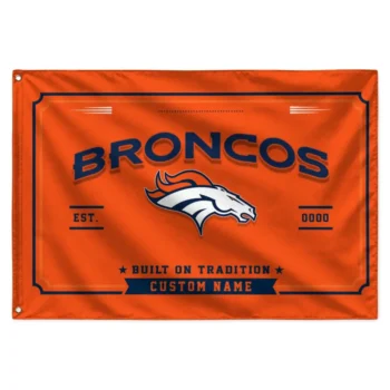 Denver Broncos House Flag Personalized Ornate Border Orange Best Selling
