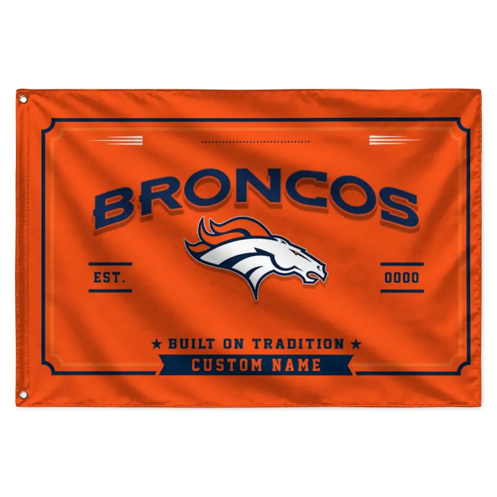 Denver Broncos House Flag Personalized Ornate Border Orange Best Selling Denver Broncos House Flag Personalized Ornate Border Orange Best Selling