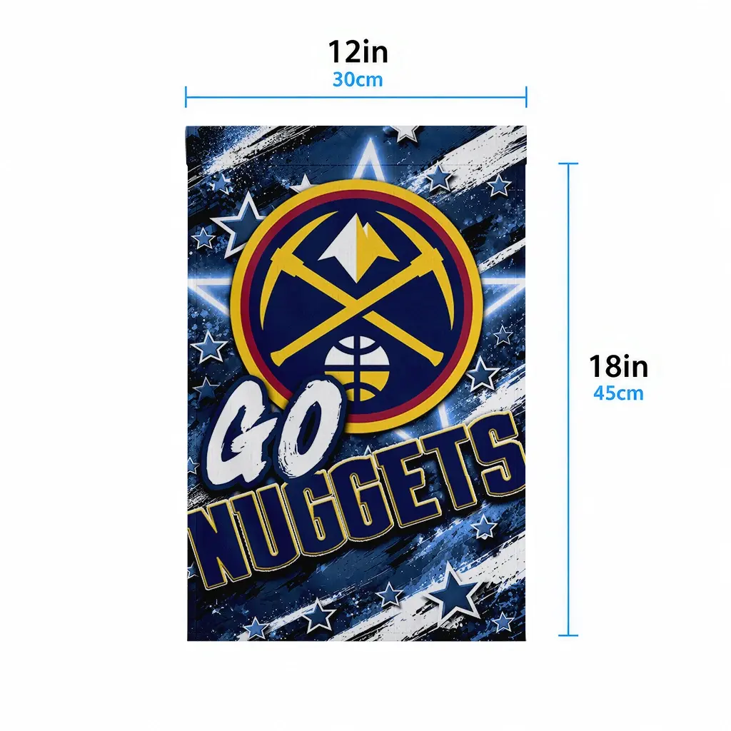 Denver Nuggets Garden Flag Custom Glowing Star Blue High Quality Denver Nuggets Garden Flag Custom Glowing Star Blue High Quality