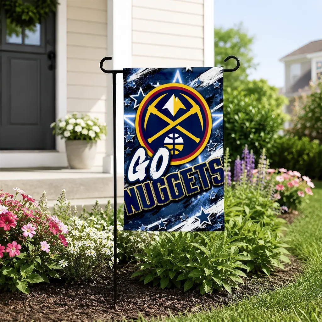 Denver Nuggets Garden Flag Custom Glowing Star Blue New Arrival Denver Nuggets Garden Flag Custom Glowing Star Blue New Arrival