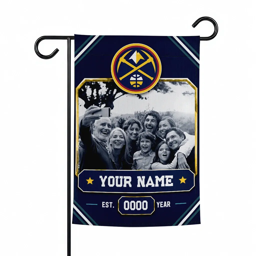Denver Nuggets Garden Flag Customized Photo Frame Blue Best Selling Denver Nuggets Garden Flag Customized Photo Frame Blue Best Selling