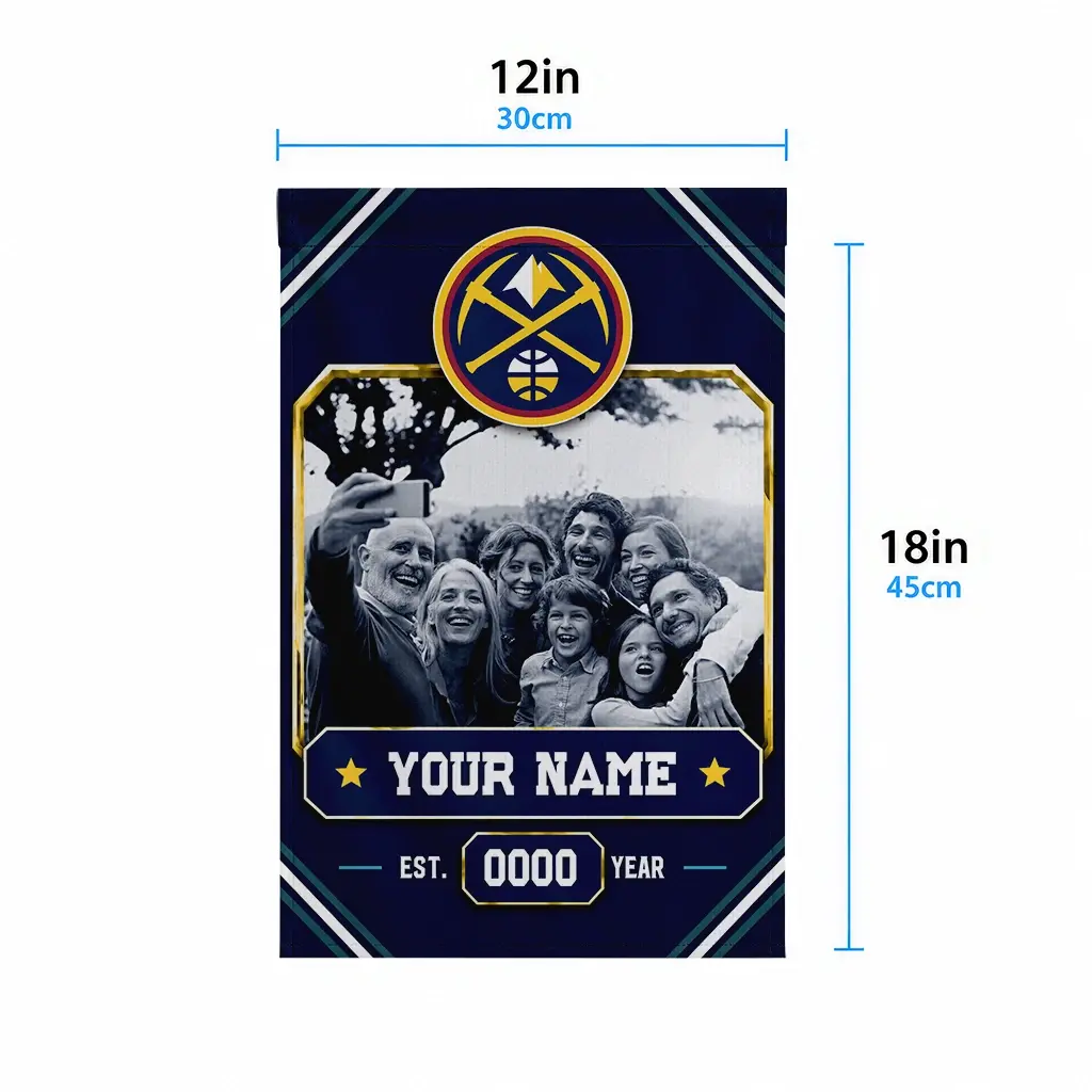 Denver Nuggets Garden Flag Customized Photo Frame Blue High Quality Denver Nuggets Garden Flag Customized Photo Frame Blue High Quality